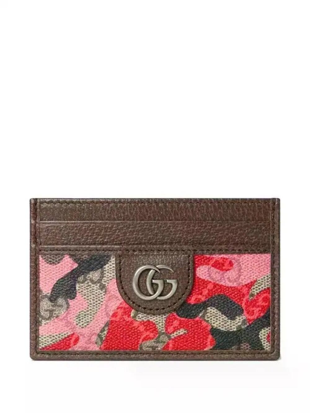 Gucci GG Icon Camouflage Cardholder Brown Red Pink New Card Case Wallet